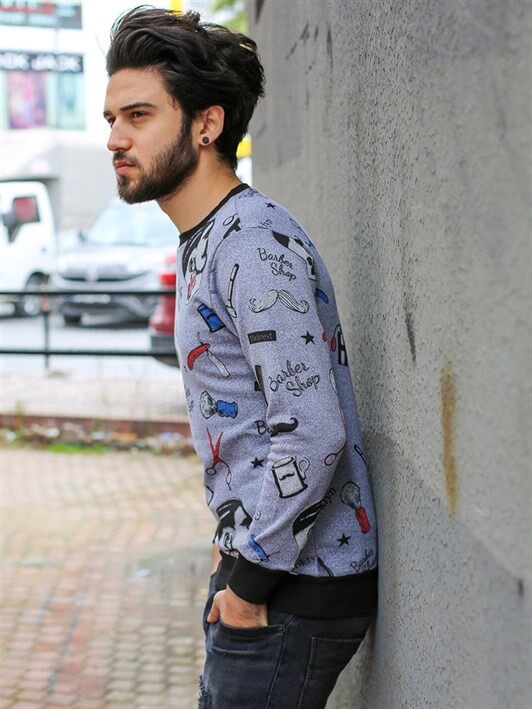 MDX Gray Printed Sweatshirt - Long Sleeve 1738 - Castellammare di Stabia