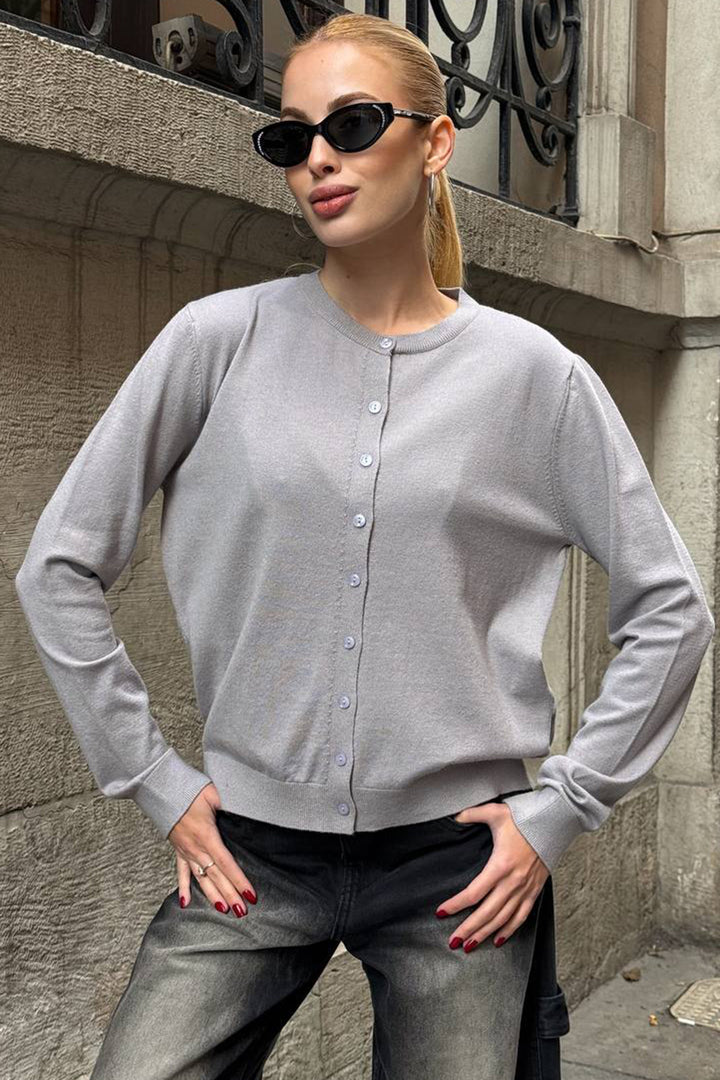 Gray Buttoned Turtleneck Cardigan BCHZCK-251267 - Tacoma