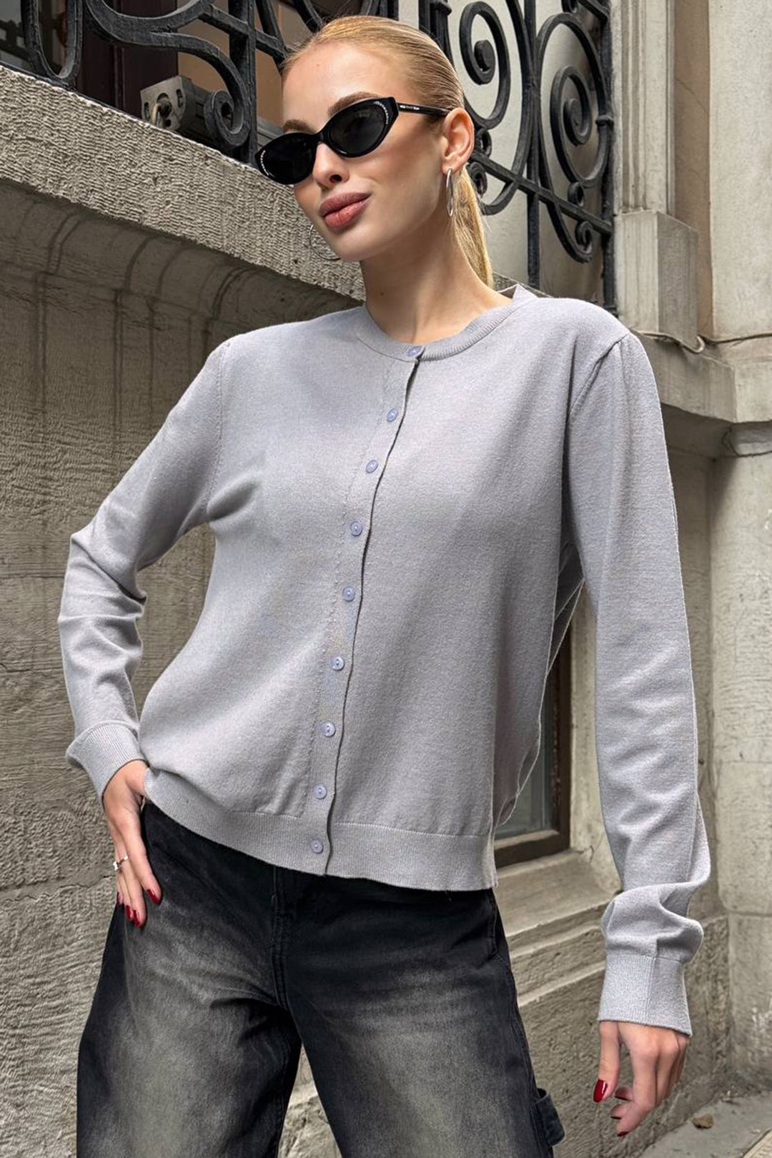 Gray Buttoned Turtleneck Cardigan BCHZCK-251267 - Aberdeen