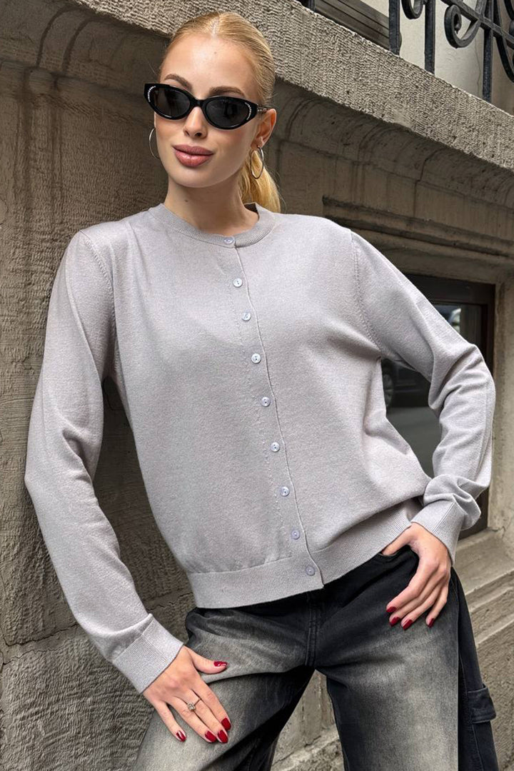 Gray Buttoned Turtleneck Cardigan BCHZCK-251267 - Tacoma