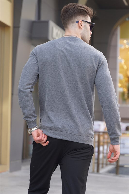 MDX Gray Bicycle Collar Regular Fit Basic Sweatshirt 5799 - Balingen