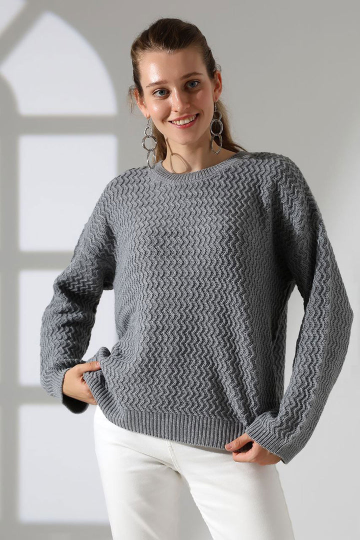 Gray Bicycle Collar Waterway Patterned Sweater BCES-252008 - Oxchuc