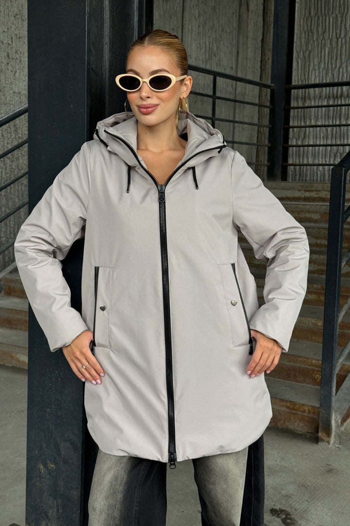 Gray Double Pocket Hooded Coat BCVL-254203 - Carpentersville