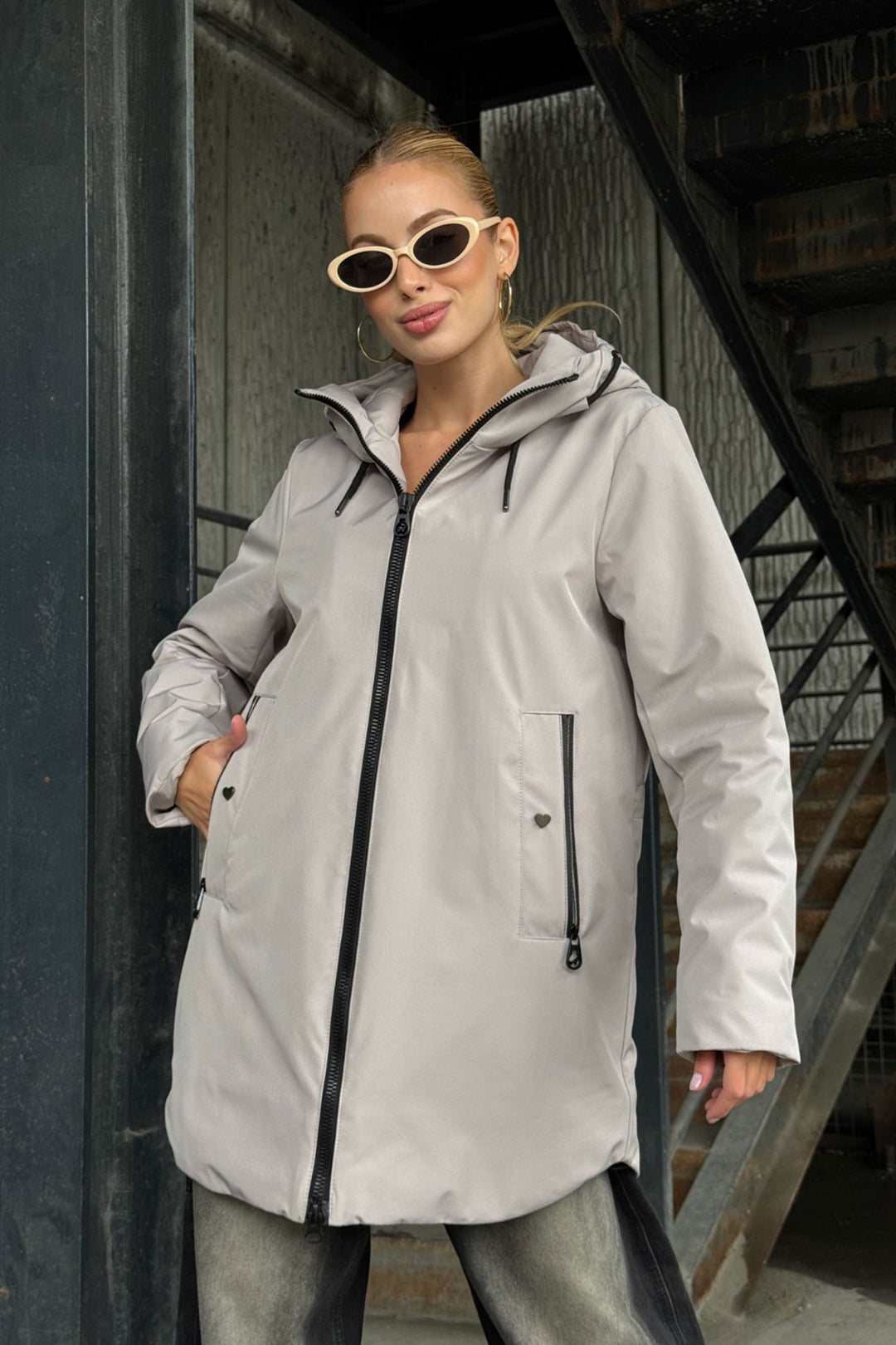 Gray Double Pocket Hooded Coat BCVL-254203 - Carpentersville