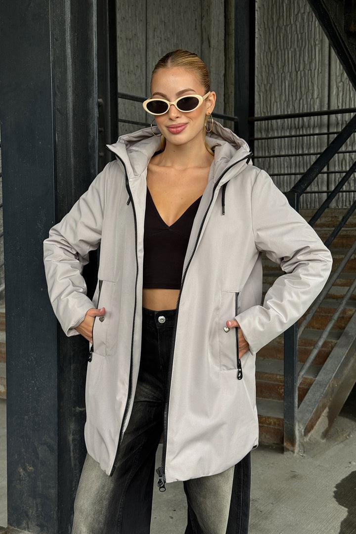 Gray Double Pocket Hooded Coat BCVL-254203 - Carpentersville