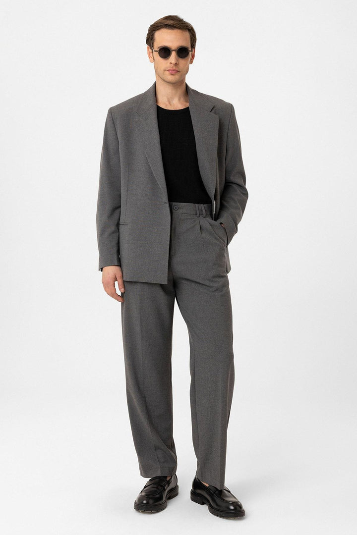 ANT Antioch Gri Çift Pileli Baggy Fit Erkek Pantolon - Bloomington