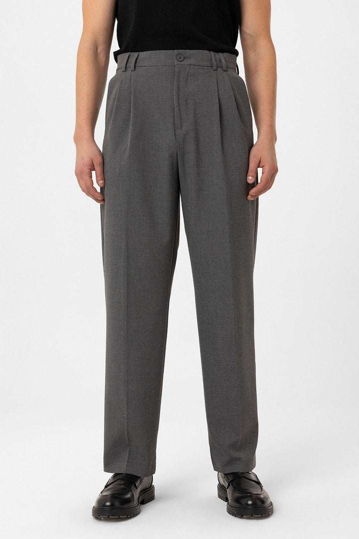 ANT Antioch Gri Çift Pileli Baggy Fit Erkek Pantolon - Bloomington