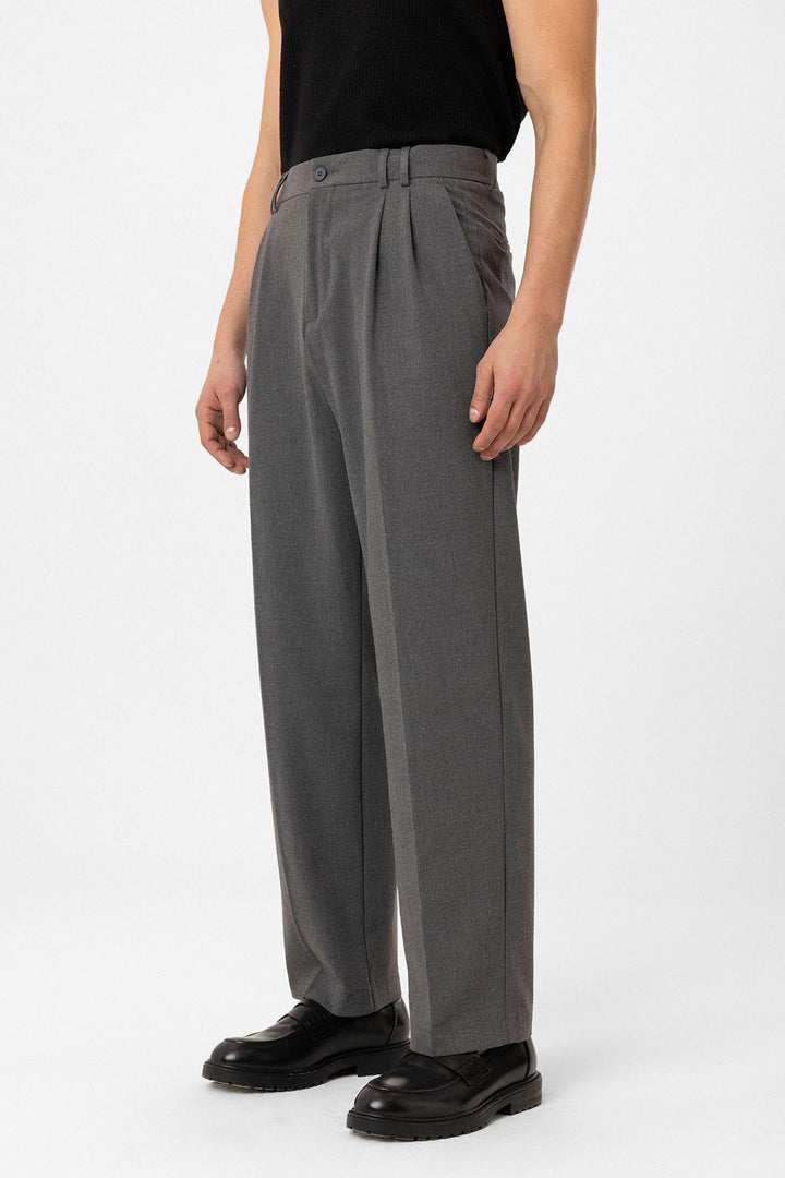ANT Antioch Gri Çift Pileli Baggy Fit Erkek Pantolon - Bloomington