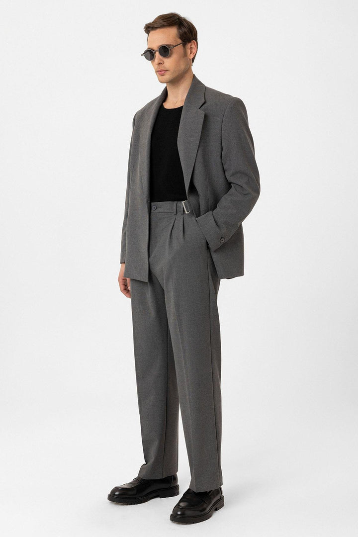 ANT Antioch Gri Çift Pileli Baggy Fit Erkek Pantolon - Bloomington