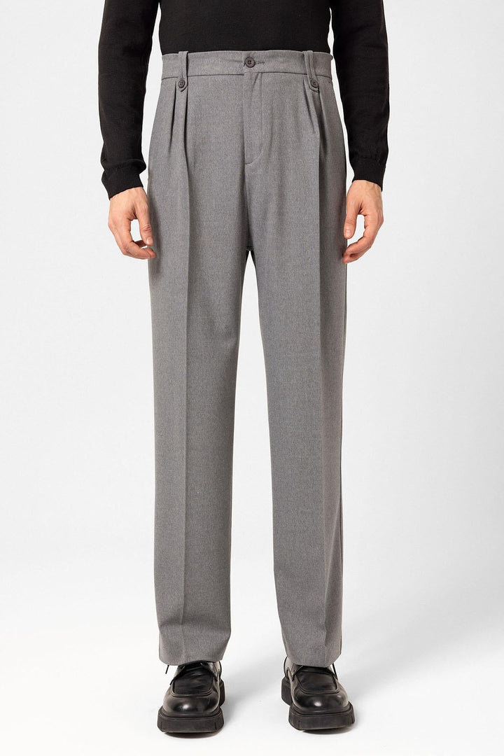 ANT Antioch Gray Double Pleated High Waist Men's Pants - Châteauroux