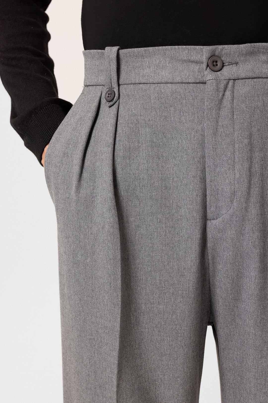 ANT Antioch Gray Double Pleated High Waist Men's Pants - Châteauroux