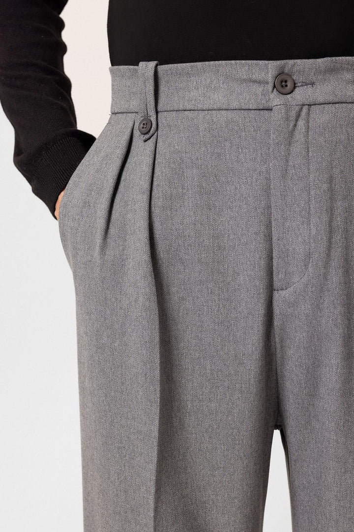 ANT Antioch Gray Double Pleated High Waist Men's Pants - Châteauroux