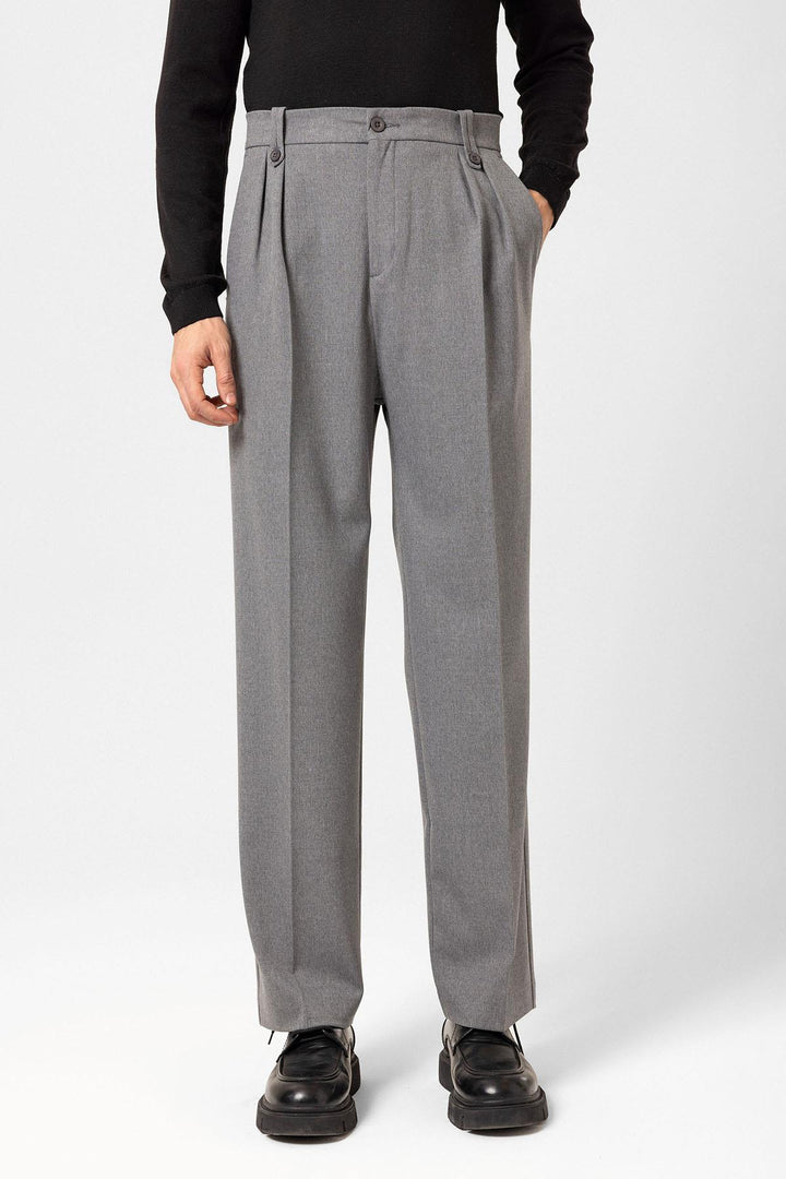 ANT Antioch Gray Double Pleated High Waist Men's Pants - Châteauroux