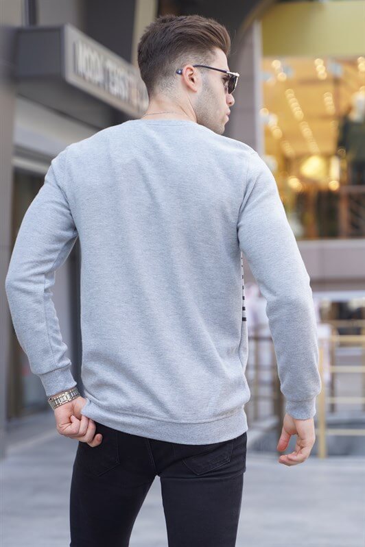MDX Gray Striped Bike Collar Sweater 5961 - Wichita Falls