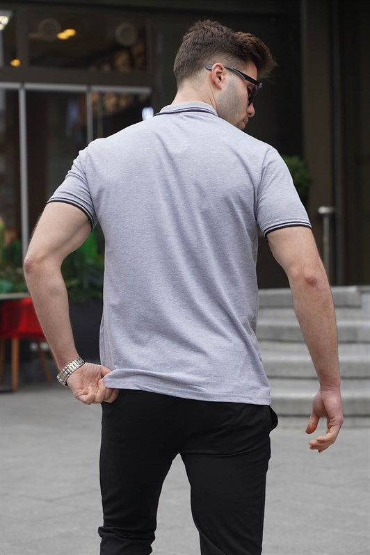 MDX Gray Striped Polo Neck T-shirt 5869 - Straubing
