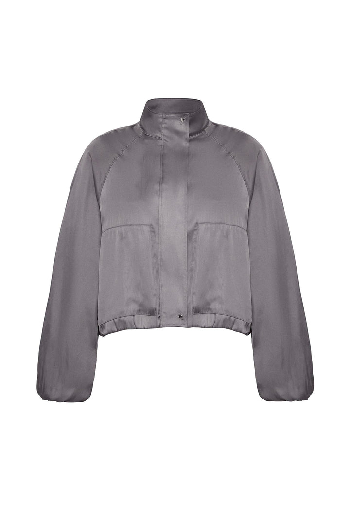 ANT Antioch Gray V-neck Slim Woman Bomber Jacket - Leonberg