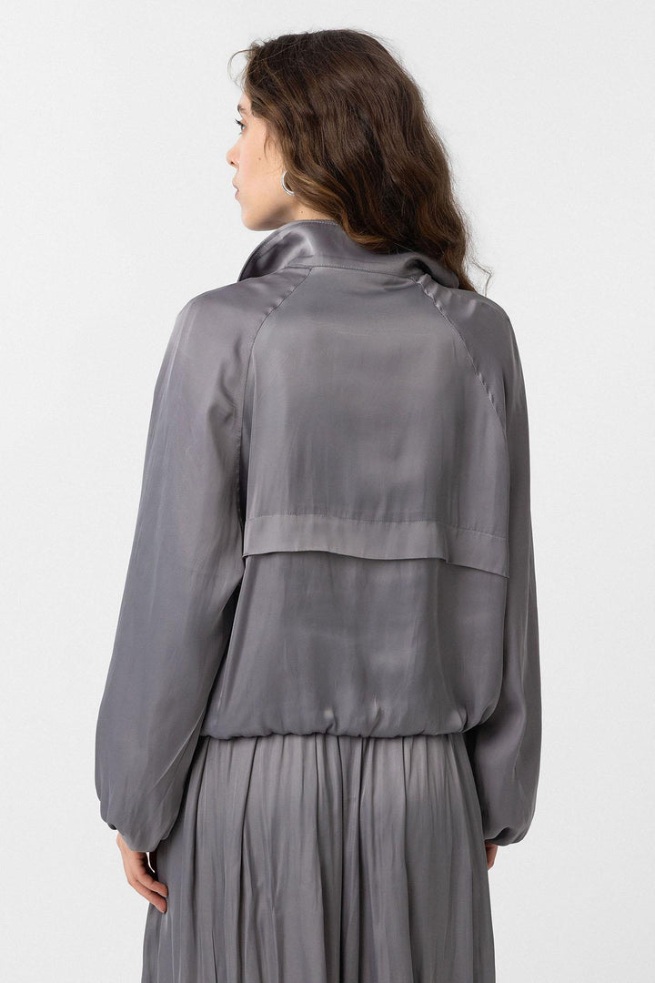 ANT Antioch Gray V-neck Slim Woman Bomber Jacket - Leonberg