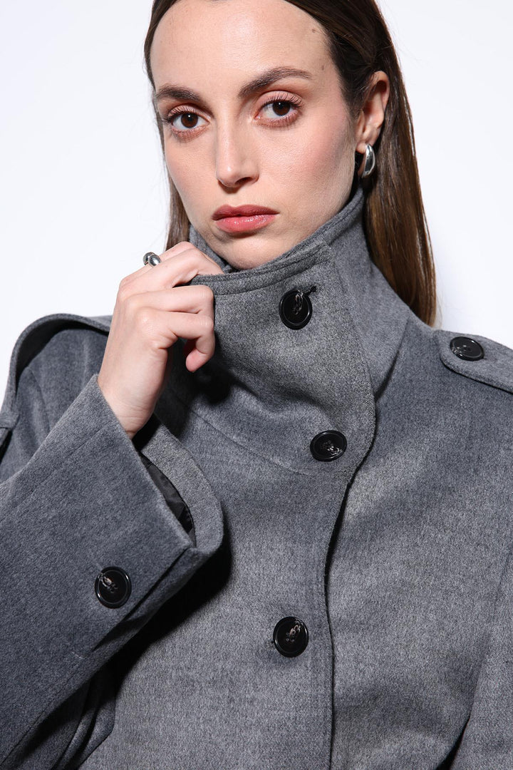 ANT Antioch Gray Shawl Collar Wrap Women's Coat - Vaslui