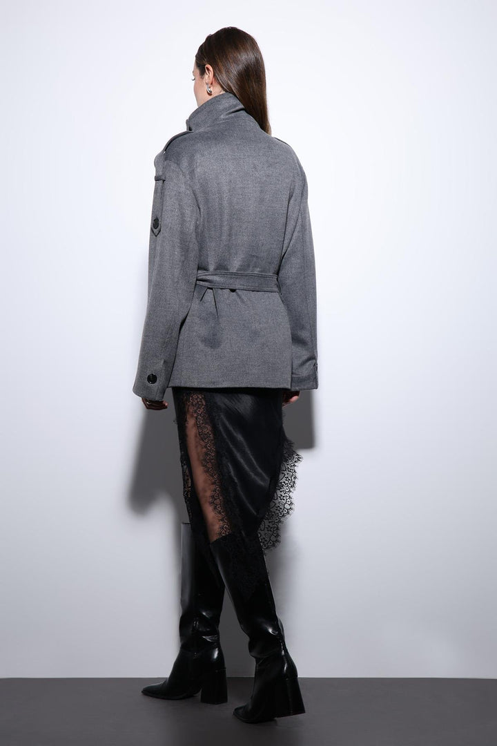 ANT Antioch Gray Shawl Collar Wrap Women's Coat - Vaslui