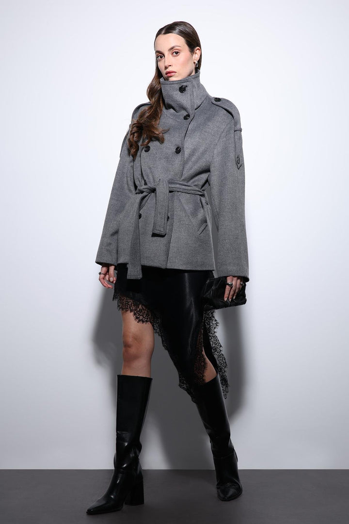 ANT Antioch Gray Shawl Collar Wrap Women's Coat - Vaslui