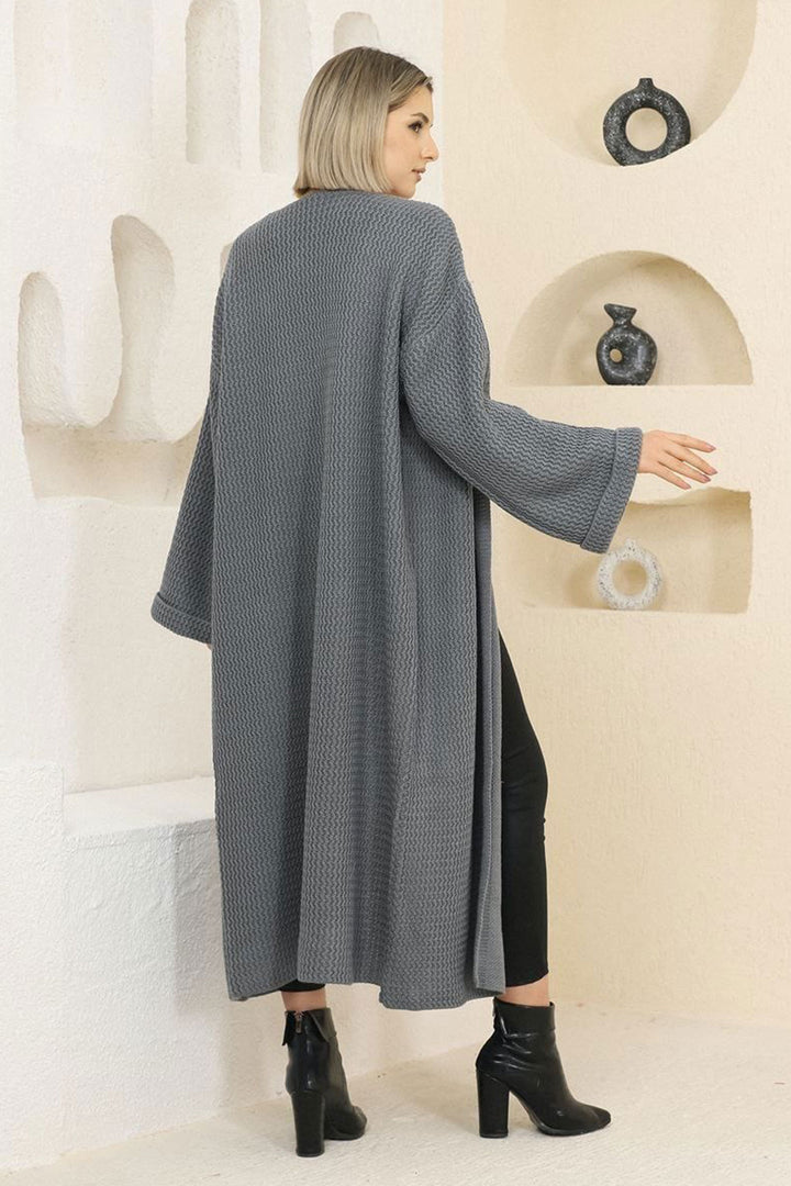 Gray Double Sleeve Long Hijab Cardigan BCES-253000 - New Westminster