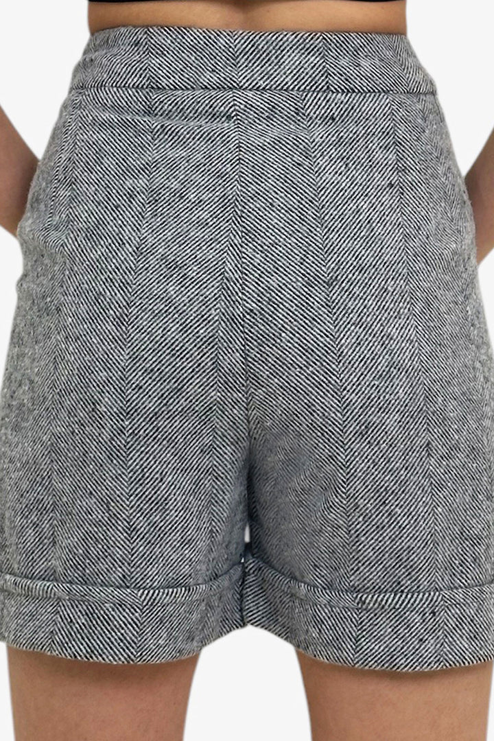 Gri Duble Paça Çift Cepli Kışlık Kaşe Şort BCHNV-251220 - Drogheda