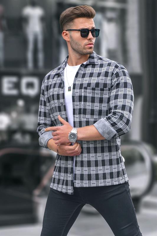 MDX Gray Checkered Regular Fit Men's Shirt 6714 - Bassano del Grappa