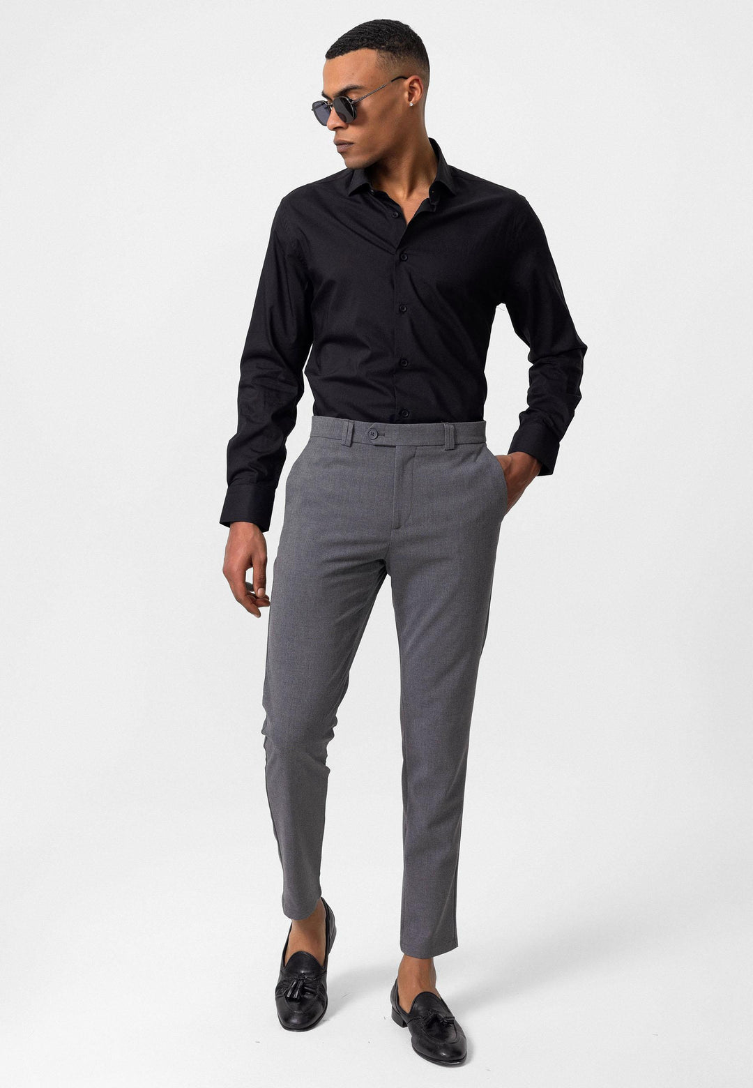 ANT Antioch Gray Men's Slim Fit Fabric Pants - Moreno Valley