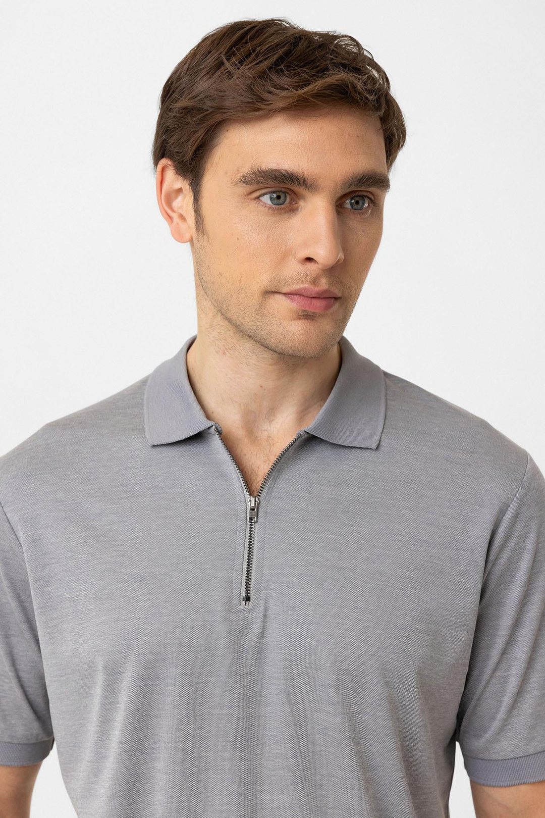 ANT Antioch Gray Zippered Regular Fit Men's T-Shirt - Pordenone