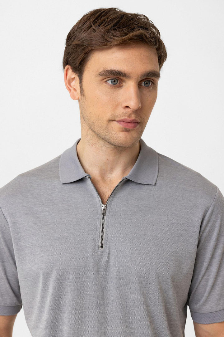 ANT Antioch Gray Zippered Regular Fit Men's T-Shirt - Pordenone