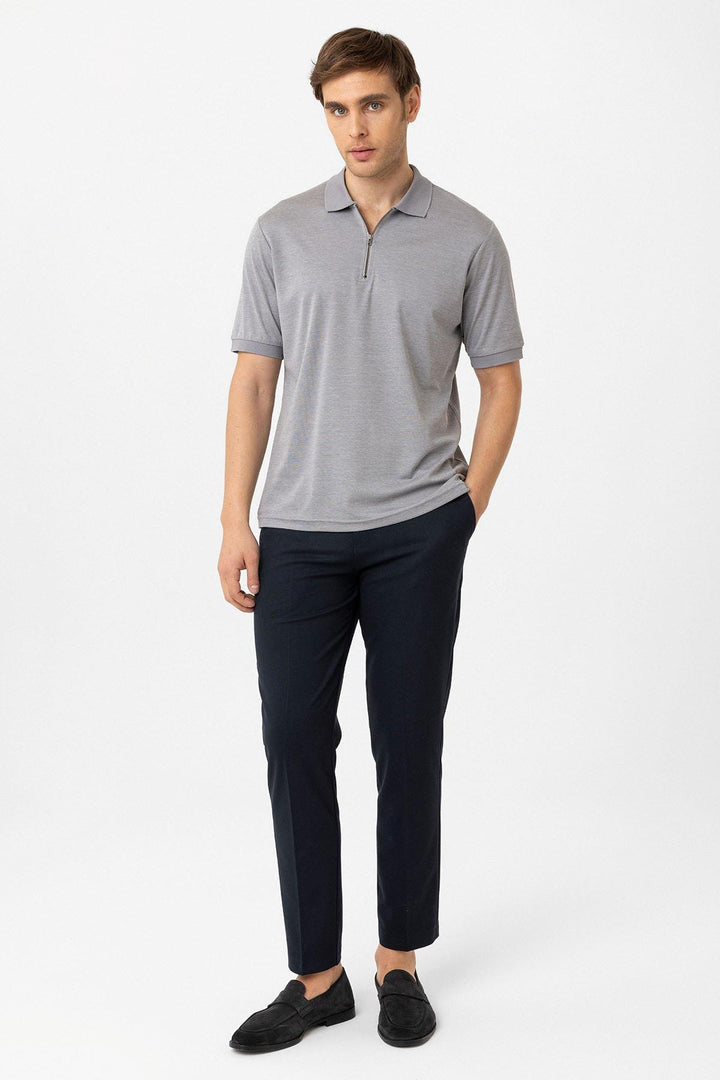 ANT Antioch Gray Zippered Regular Fit Men's T-Shirt - Pordenone