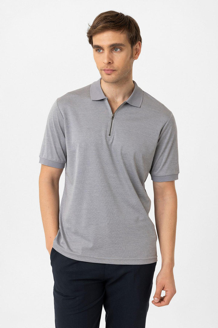 ANT Antioch Gray Zippered Regular Fit Men's T-Shirt - Pordenone