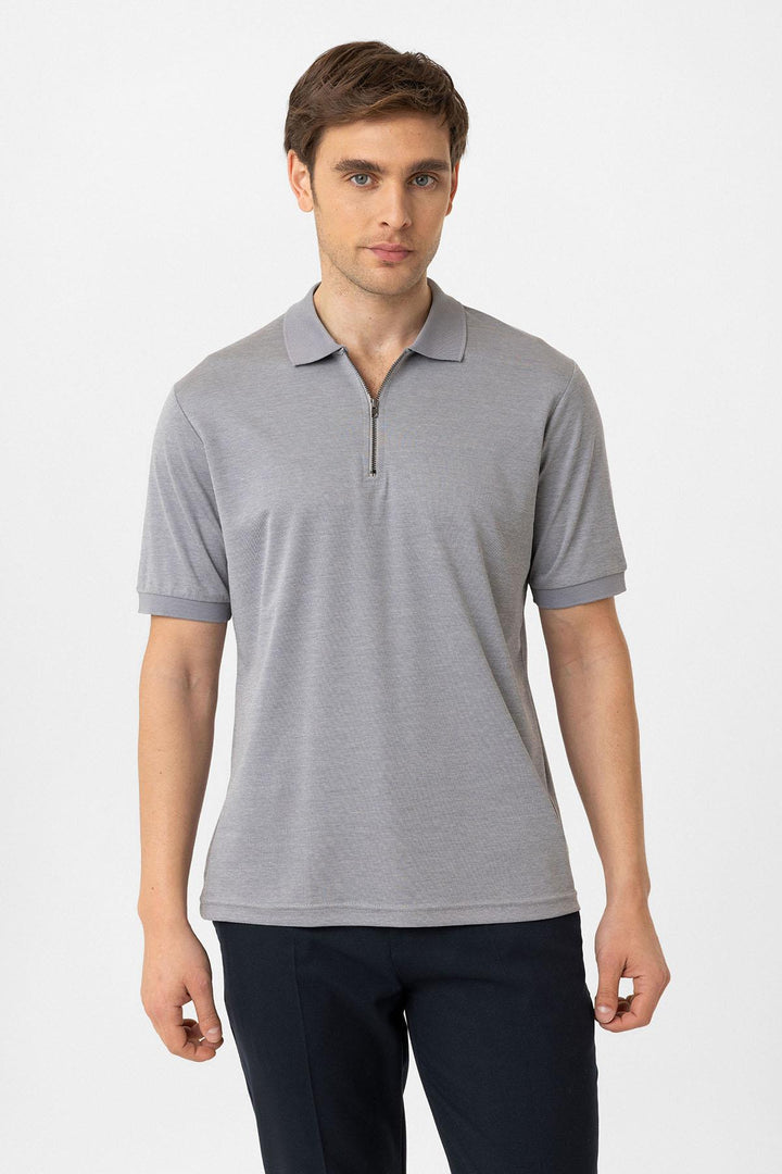 ANT Antioch Gray Zippered Regular Fit Men's T-Shirt - Pordenone
