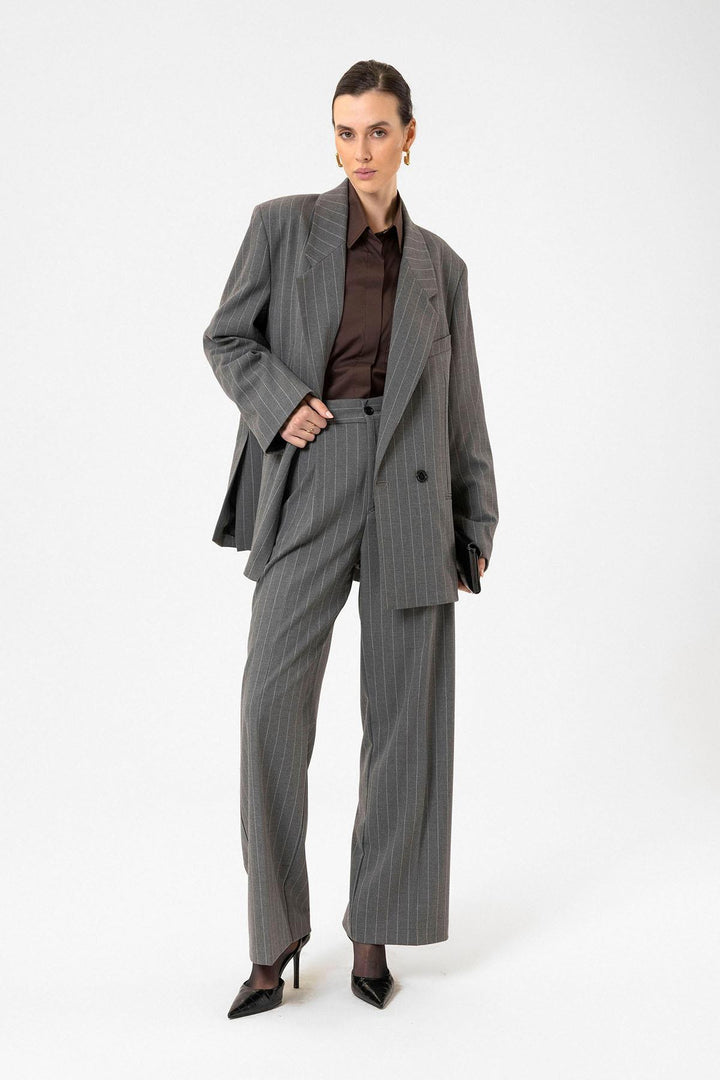 ANT Antioch Gray Striped Oversize Blazer Jacket - Arlington