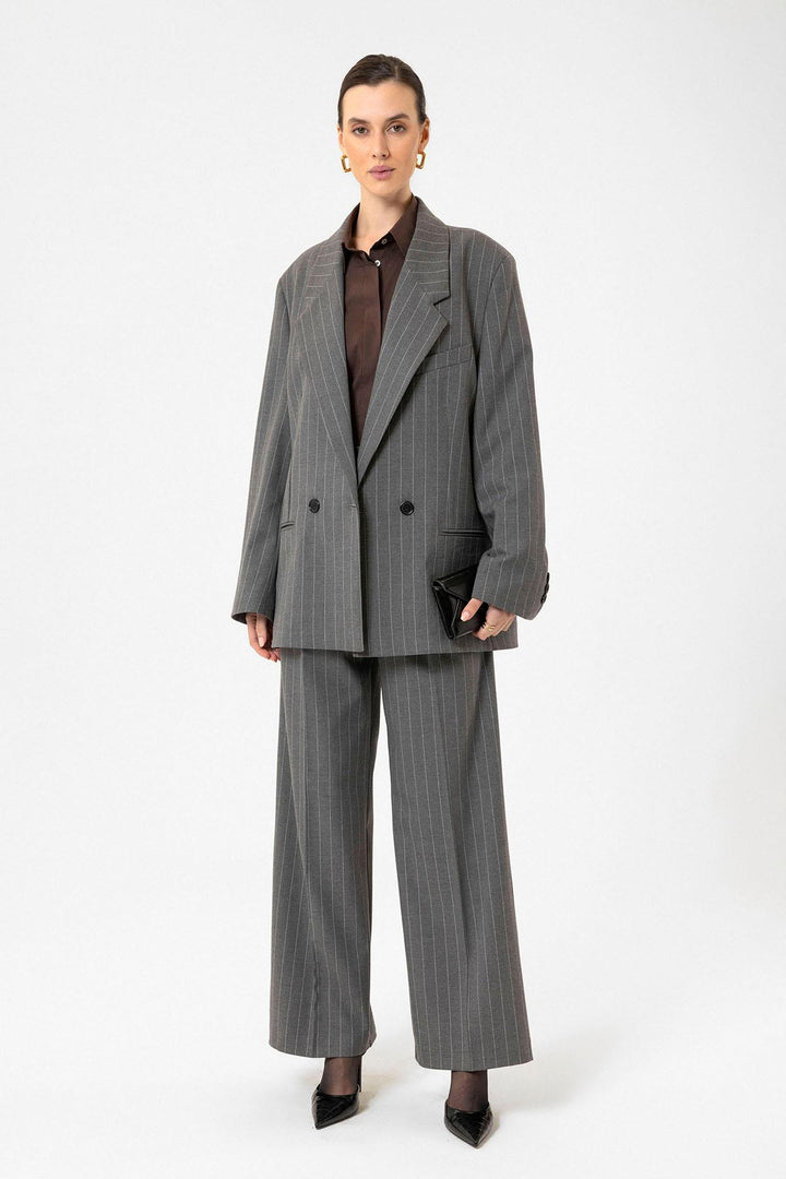 ANT Antioch Gray Striped Oversize Blazer Jacket - Arlington