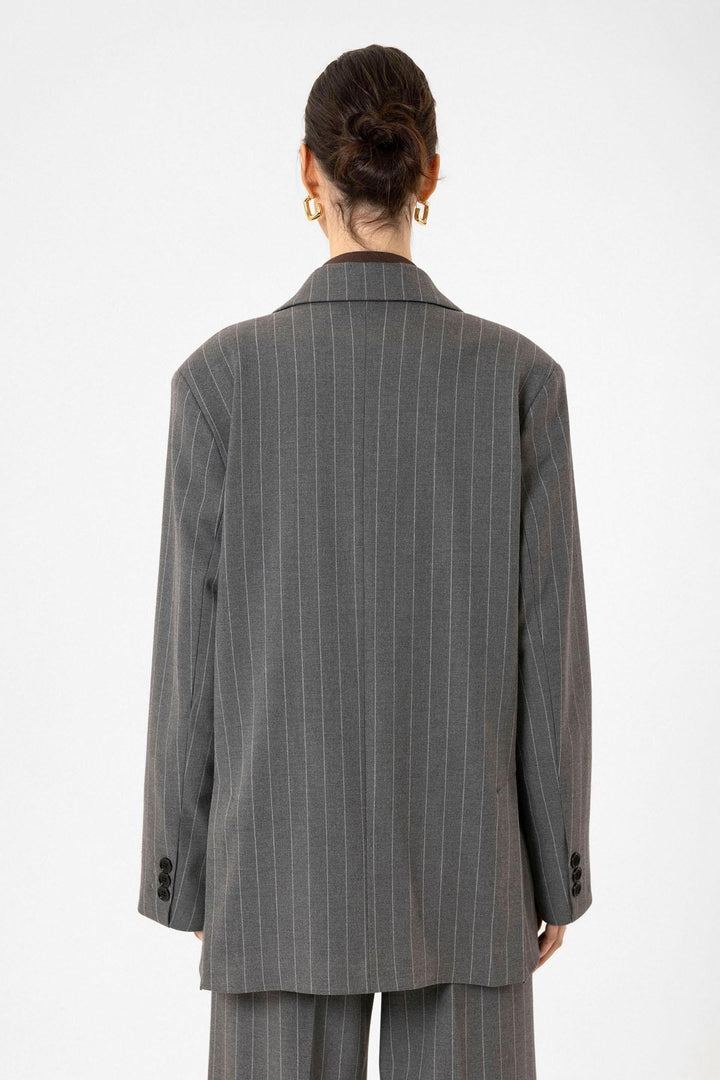 ANT Antioch Gray Striped Oversize Blazer Jacket - Arlington