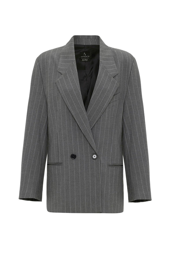 ANT Antioch Gray Striped Oversize Blazer Jacket - Arlington