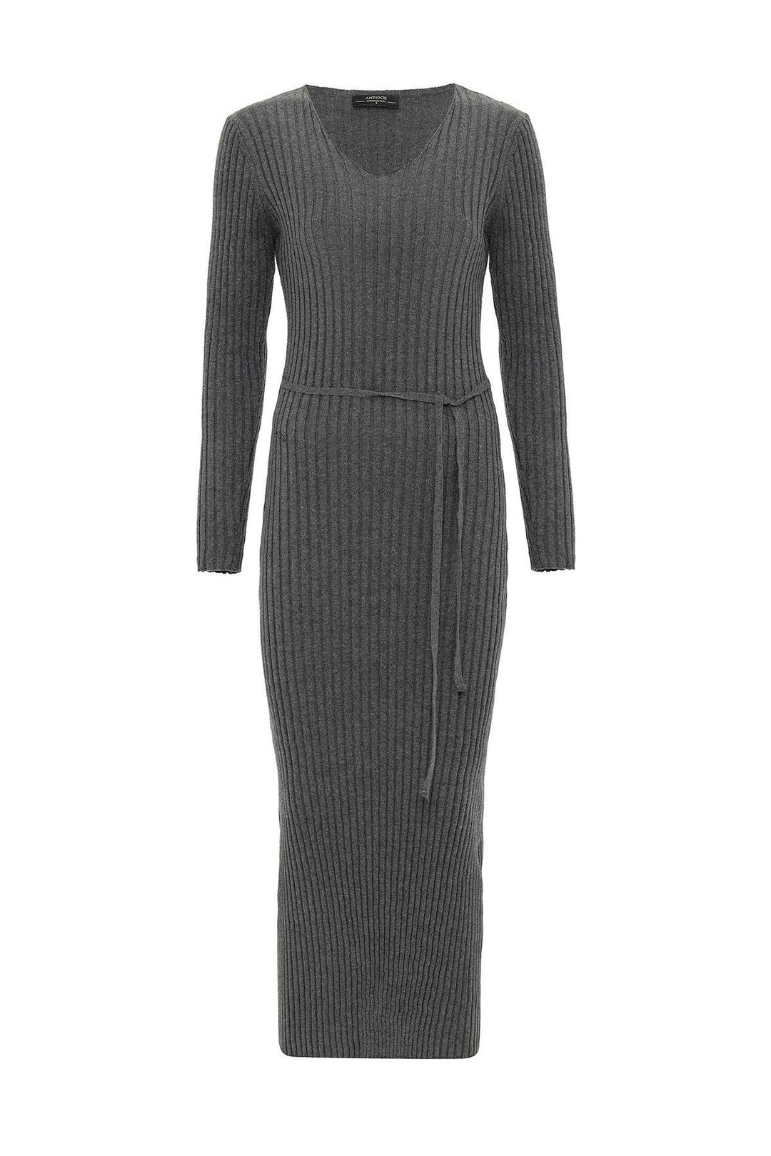 ANT Antioch Gray Women's Ribbed Midi Knit Dress - Channelview
