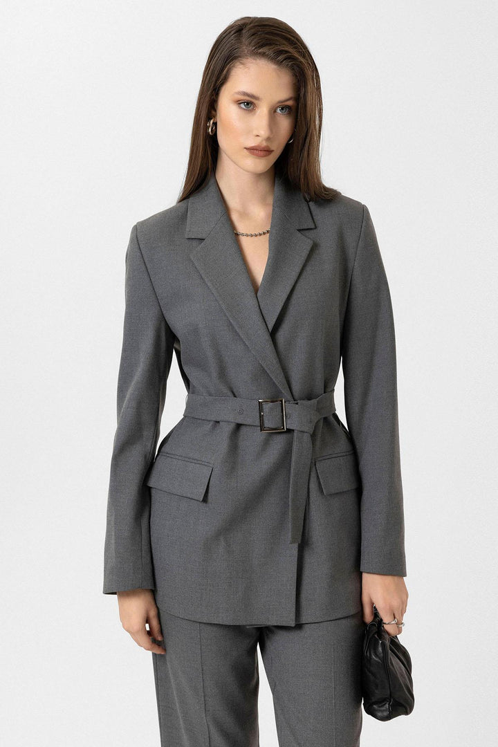 ANT Antioch Gray Women's Belted Blazer Jacket - Toms River