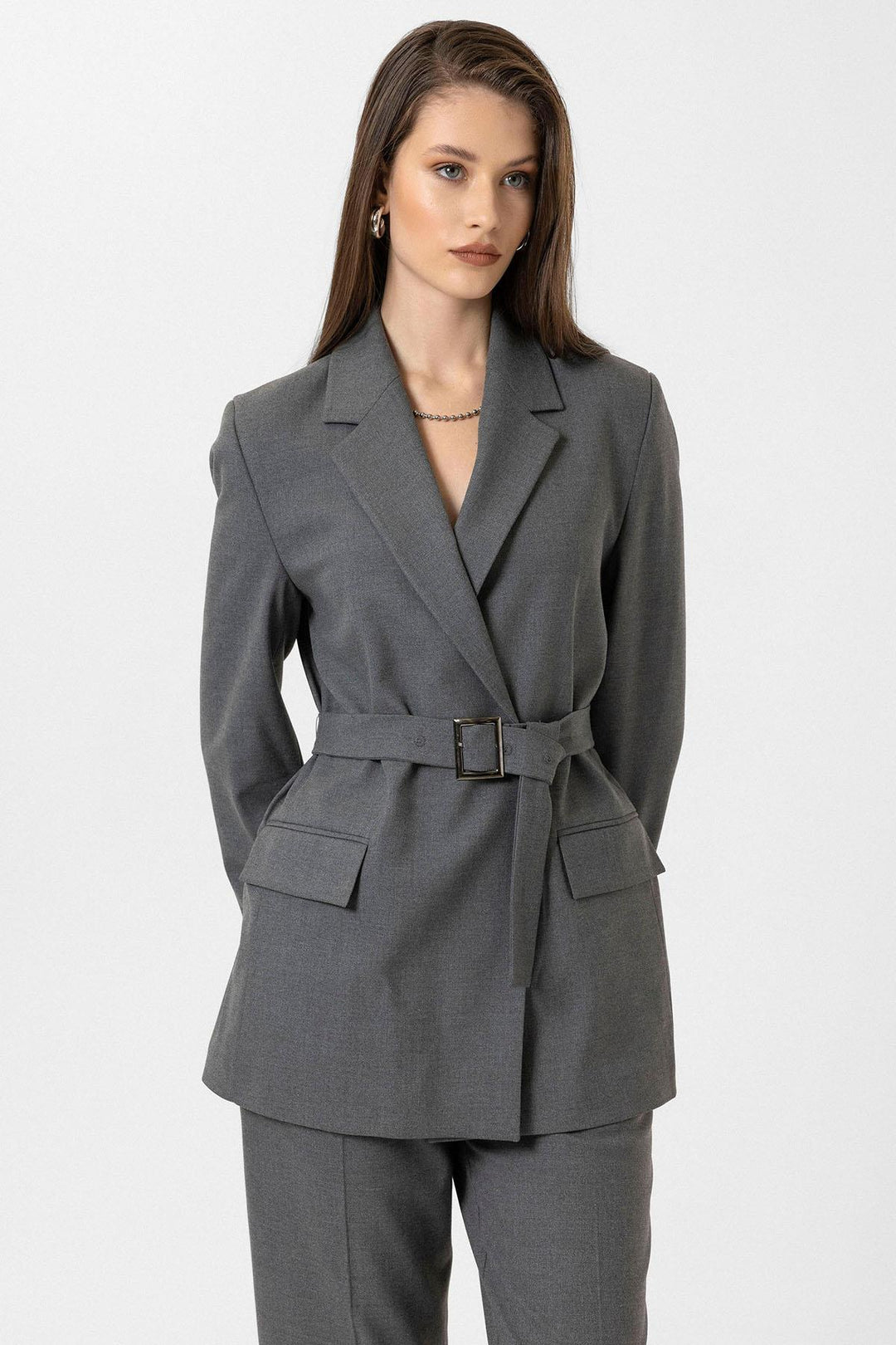 ANT Antioch Gray Women's Belted Blazer Jacket - Toms River