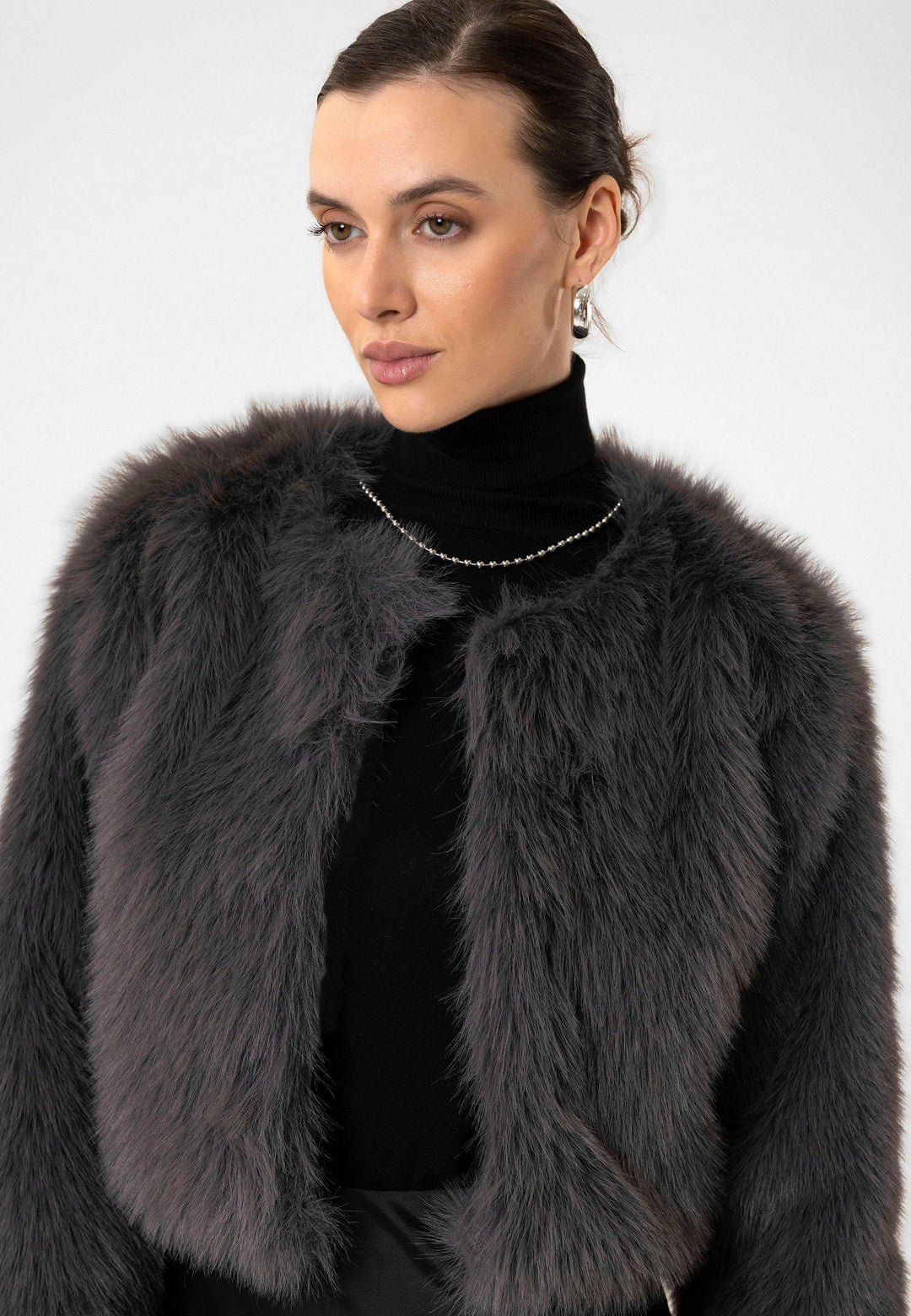ANT Antioch Gray Women's Faux Fur Crop Jacket - Soest