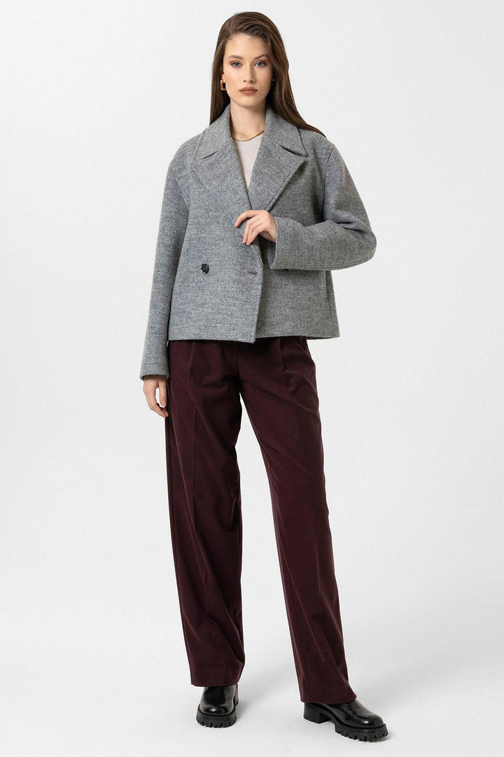 ANT Antioch Gray Women's Wool Blend Double-Breasted Coat - Pirna