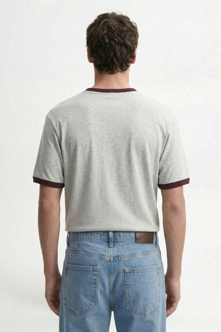 ANT Antioch Gri Kontrast Yaka Erkek T-Shirt - Springville