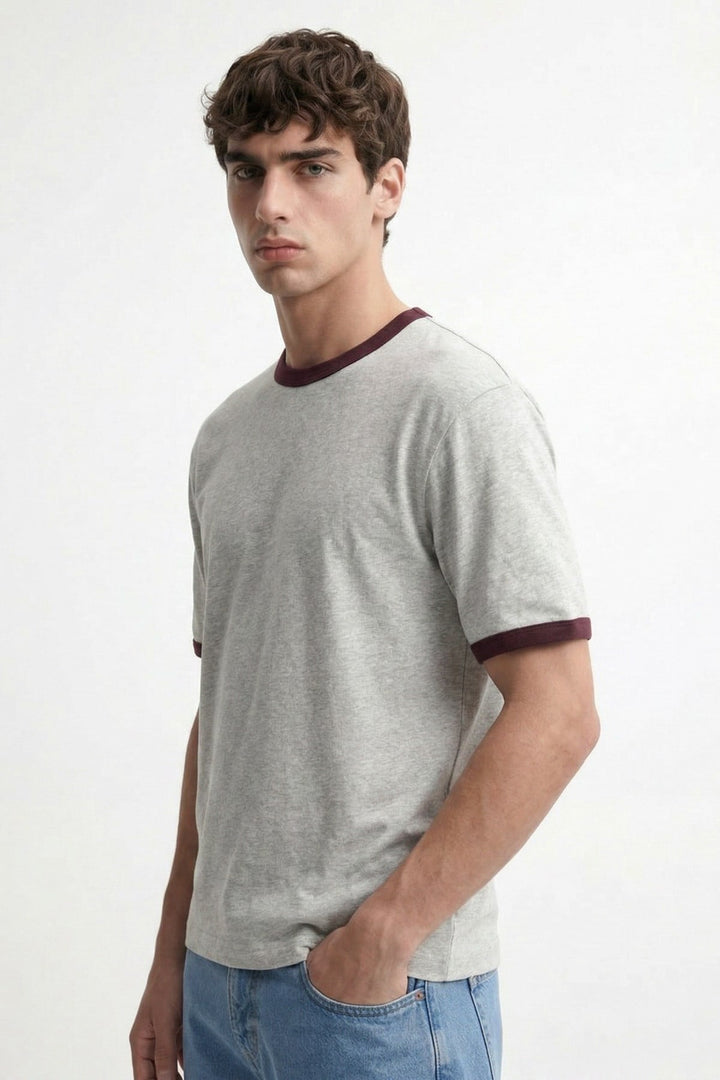 ANT Antioch Gri Kontrast Yaka Erkek T-Shirt - Springville