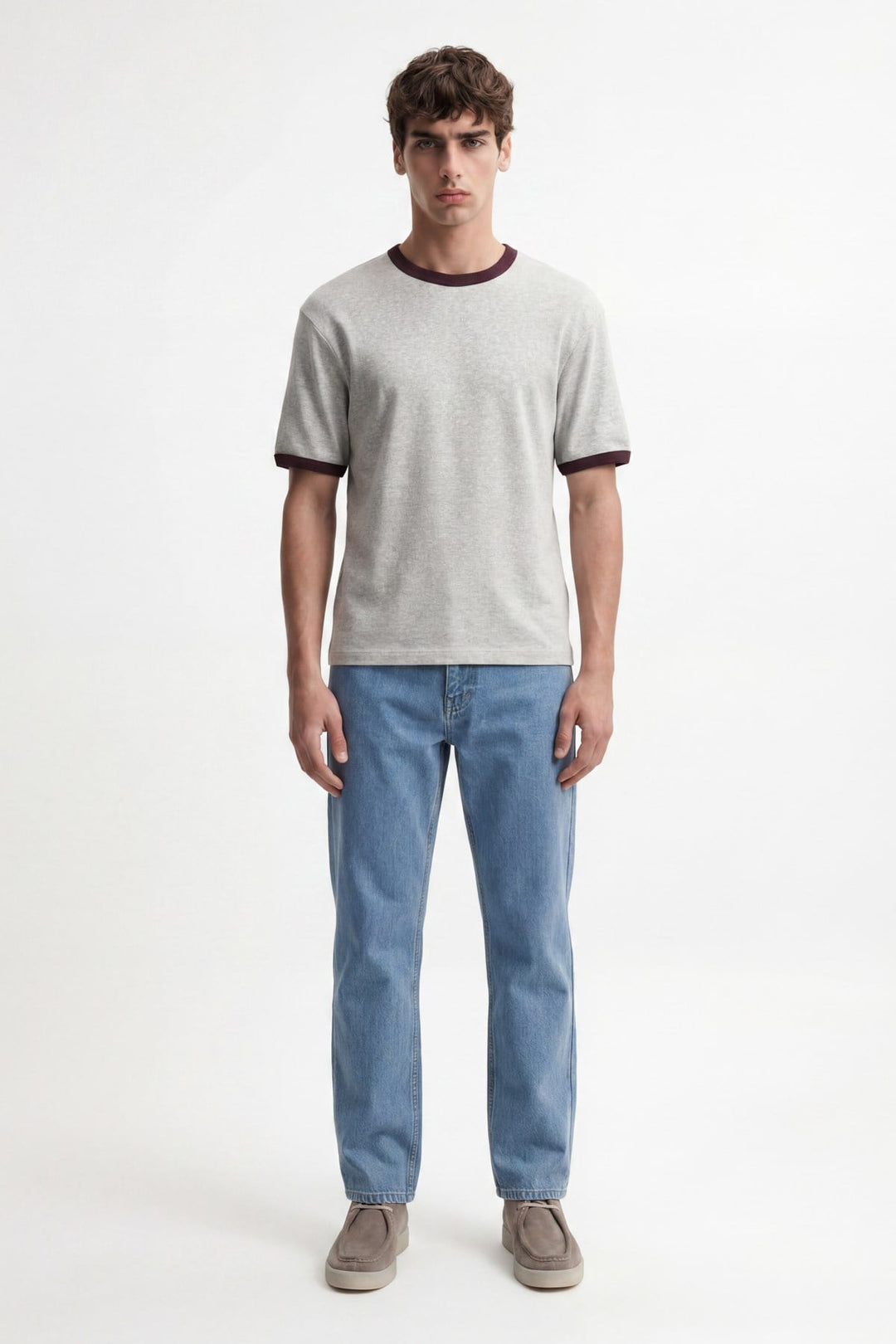 ANT Antioch Gri Kontrast Yaka Erkek T-Shirt - Springville