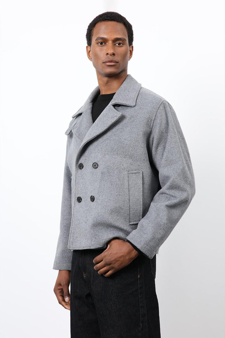 ANT Antioch Gray Double Breasted Short Men's Coat - Civitanova Marche