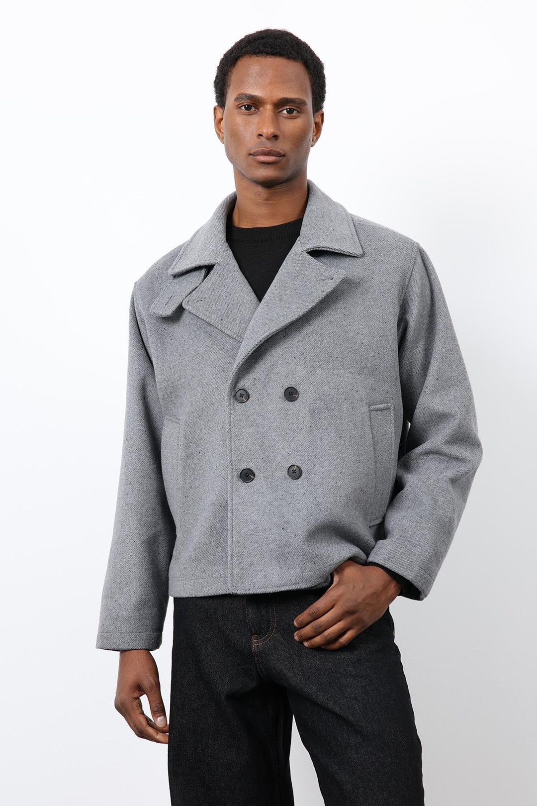 ANT Antioch Gray Double Breasted Short Men's Coat - Civitanova Marche