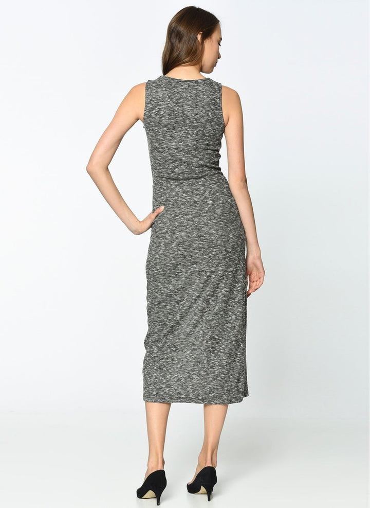 SNS Sense Gray Melange Sleeveless Scoop Neck Ribbed Dress - Ciudad Real