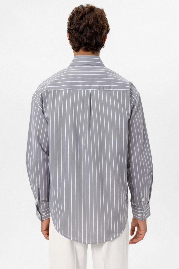 ANT Antioch Gray Oversized Striped Men's Shirt - Ternopil