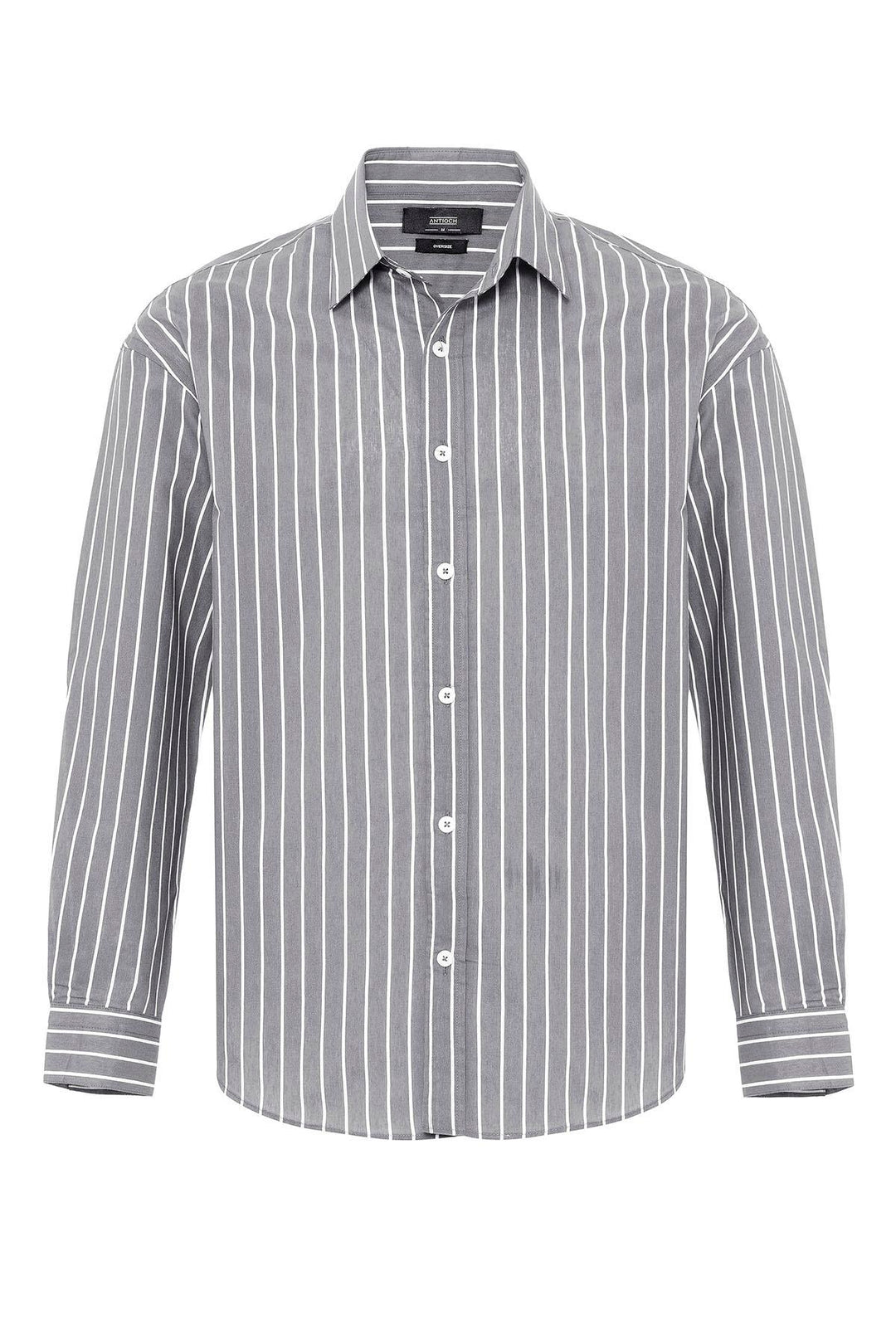 ANT Antioch Gray Oversized Striped Men's Shirt - Ternopil